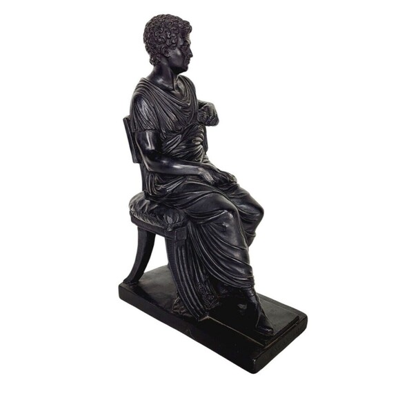 Antique Neoclassical Meneandro Greek Athenian Dramatist Plaster Sculpture Statue - Picture 3 of 8